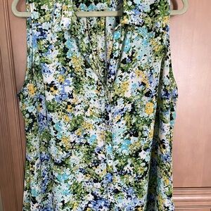 Floral Sleeveless Blouse - Multicolor